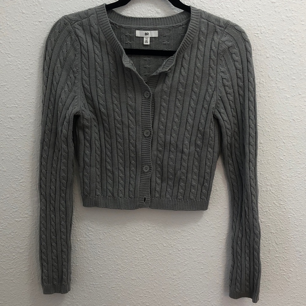 bp Gray Cropped Cable Knit Cardigan - Picture 4 of 5